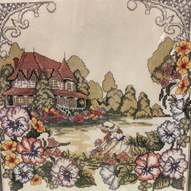 NEW! Cross Stitch Kit: Candamar Designs "Girl in Garden" 12" x 12"