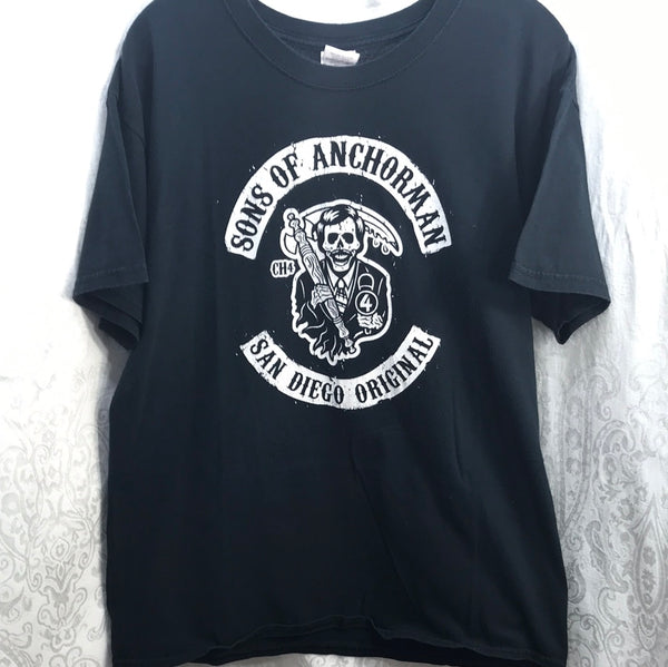 Sons of Anchorman CH 4 Black Graphic Tee Adult L