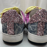 Dolce Vita Multi Pattern Tennis Shoes With Pink Glitter Accents Ladies 6.5