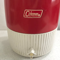 Vintage Coleman Red / White Water Cooler w/ cup