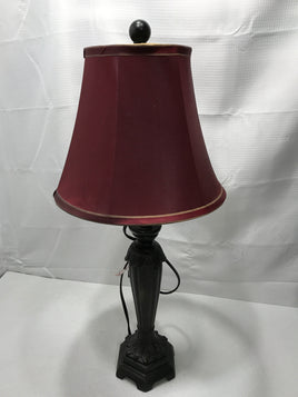 TESTED Table Lamp w/ Burgandy / Gold Lampshade 25"