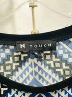 N Touch Blue White and Black Shirt Lace Bottom Ladies M