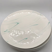 Creative Co-Op 6 Pc Plate Set Teal Marbled 11"