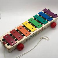 VINTAGE 1970's Wooden Fisher Price Pull Along Xylophone NO STICK