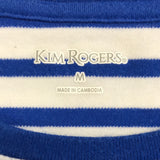 Kim Rogers Shirt Blue White Stripe Sequin Watermelon Ladies M