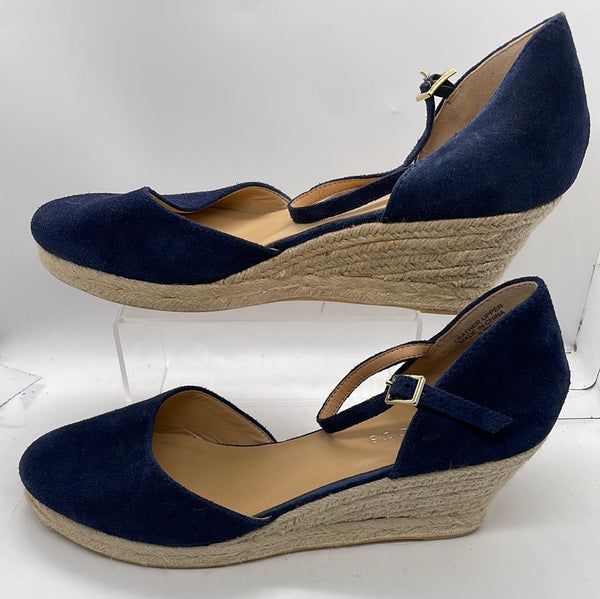 Talbots Wedge Summer Shoe Suede Navy Blue Ladies 9.5