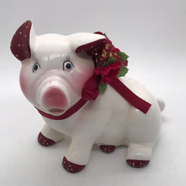 Ceramic Pig w/ Bow 5" x 5"