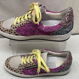 Dolce Vita Multi Pattern Tennis Shoes With Pink Glitter Accents Ladies 6.5