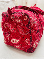 Vera Bradley Red Paisley Quilted Fabric LARGE Tote 22" x 12" x 18" Shows Wear