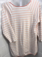 Lake Long Sleeve Shirt Whit and Pink Stripes Ladies L