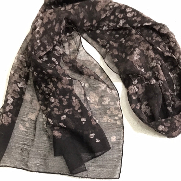 Fashion Summer Scarf Sheer Brown with White Dots