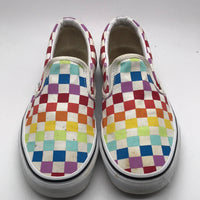 Vans (Staining) Rainbow Checkerboard Shoes M: 5, L: 6.5
