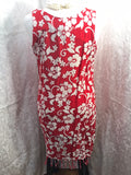 Castaways by Cromer Hawaiian Style Dress Red Floral Fringe Bottom Ladies S