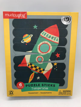 Mudpuppy COMPLETE Puzzle Sticks Transportation 6 Puzzle Set