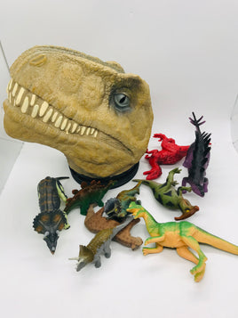 Dinosaur Play Set 9 Mini Dinos with Large Dino Strorage Head 9"