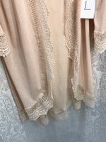 Spadehill Cardigan Open Front Flowy Peach Lace Accents Ladies L