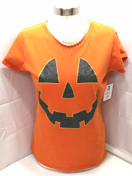 Celebrate Orange Sparkly Pumpkin Shirt Ladies M 8-10