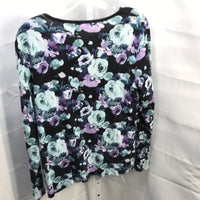 Croft & Barrow Purple & Blue Floral Long Sleeve Shirt Ladies L