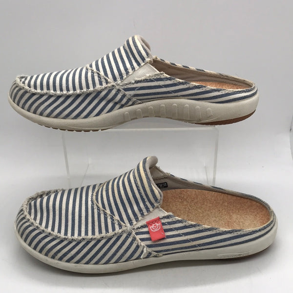 Spenco (Staining) Wht / Blue Stripe Shoes Ladies 6