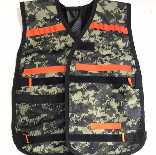 NEW! Nerf Gun Kids Tactical Sports Vest Foam Dart Clip Holder Black Green Camo