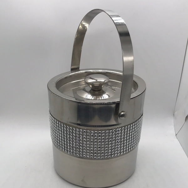 Bedazzeled Stainless Steel Ice Bucket w/ Lid