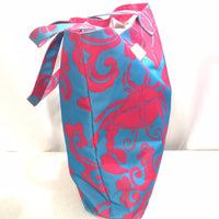 Lilly Pulitzer for Estee Lauder Tropical Crabs Canvas Tote Bag Pink & Blue 16"