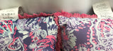 Lilly Pulitzer (Show Wear / Fading) 16" x 16" Purple w/ Pink Fringe Outdoor Pillow Set 2 pcs