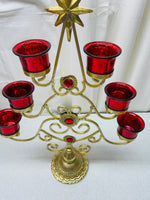 Christmas Candle Decor Gold & Red