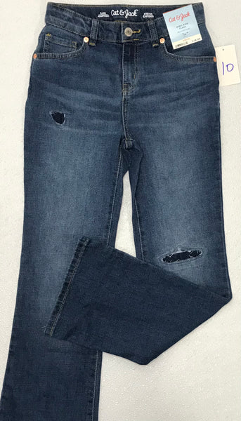 NEW Cat & Jack Blue High Rise Flare Jeans Girls 10
