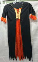 Black and Orange Witch Costume With Hat Girls Medium