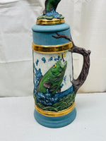 Hand Panted Largemouth Bass Stein With Lid 17" x 6"