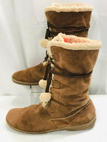 *SHOWS WEAR* Bjorndal Aniston Suede Faux Sherpa Lined Brown Winter Hiker Boots Tassel Ladies 11