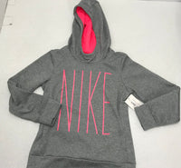 Nike Hoodie Dri Fit Grey Pink Youth Medium