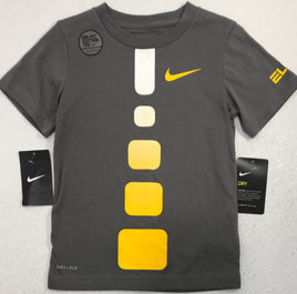 NWT Nike Dri Fit Graphic Tee Gray with Yellow/White Shapes Boys 6