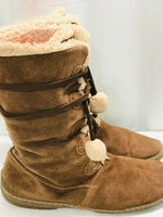 *SHOWS WEAR* Bjorndal Aniston Suede Faux Sherpa Lined Brown Winter Hiker Boots Tassel Ladies 11