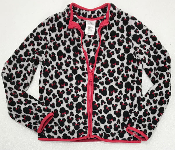 Disney Zip Fuzzy Jacket Black White Red Minnie Mouse Ears Girls 7/8