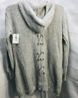 No Boundaries Gray Sweater Lace Detail on Back Juniors L 11/13 *LT PICKING*