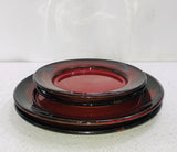 4pc Red Pottery Plate Set