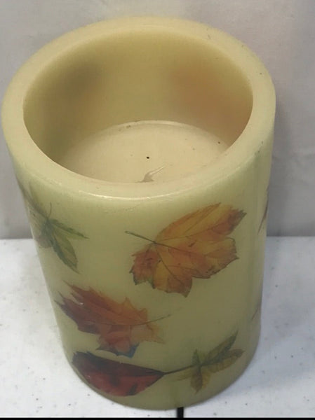 Wax LED Candle 6" w/ Leaf Pattern
