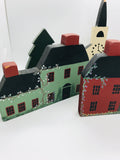 6 PC Wooden Village Double Sided Winter/Spring 6"