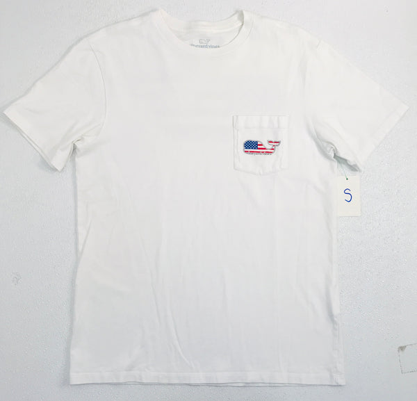 Vineyard Vines Graphic Tee White with USA Flag Whale Logo Mens S