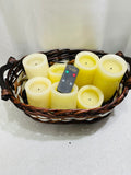 TESTED 7 Pack Flameless Wax Candle Set with Remote Control & Timer W/basket