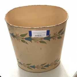 VINTAGE Metal Trash Can with Decorative Floral Accents