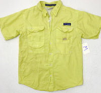 Columbia Green and White Button Up Shirt Boys M