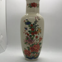 Gold Trim Flowered Japanese Vase 11"