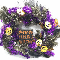 Black and Purple "I'm feeling witchy" Halloween Wreath