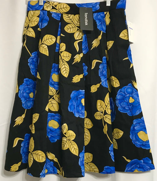 NEW Tandisk Black Floral Skirt Ladies L