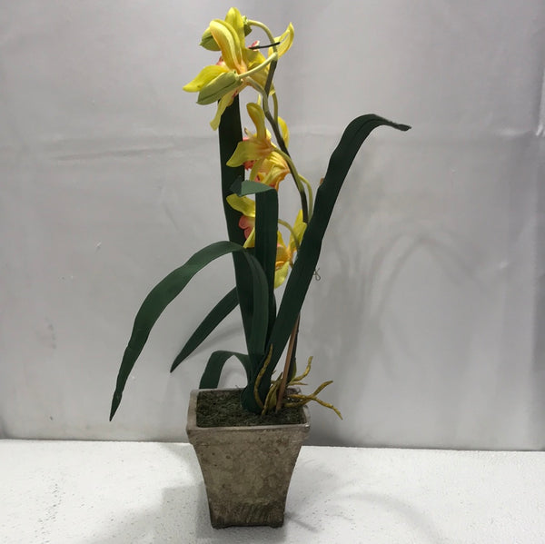 Yellow Faux Orchid Plant