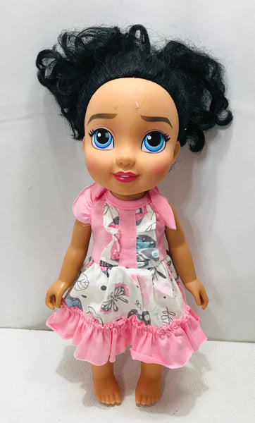 Blue Eyed Baby Doll With Soft Pink Dress 14.5" light scratching on head