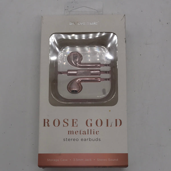 NEW Live Love Music Rose Gold Metallic Stero Earbuds UNTESTED